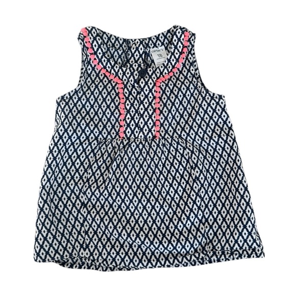 Carter’s Baby Girl Sleeveless Geometric Print Top Tank Top - Size 18 Months - Picture 1 of 8